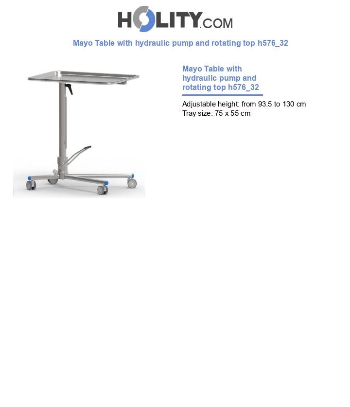 Mayo Table with hydraulic pump and rotating top h576_32