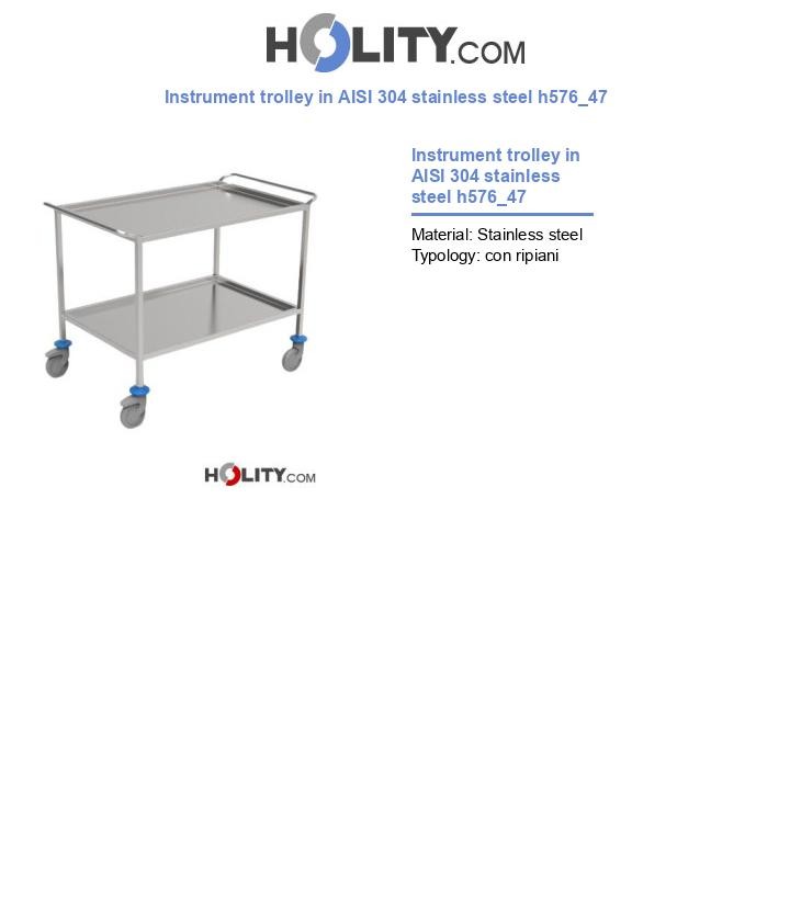 Instrument trolley in AISI 304 stainless steel h576_47