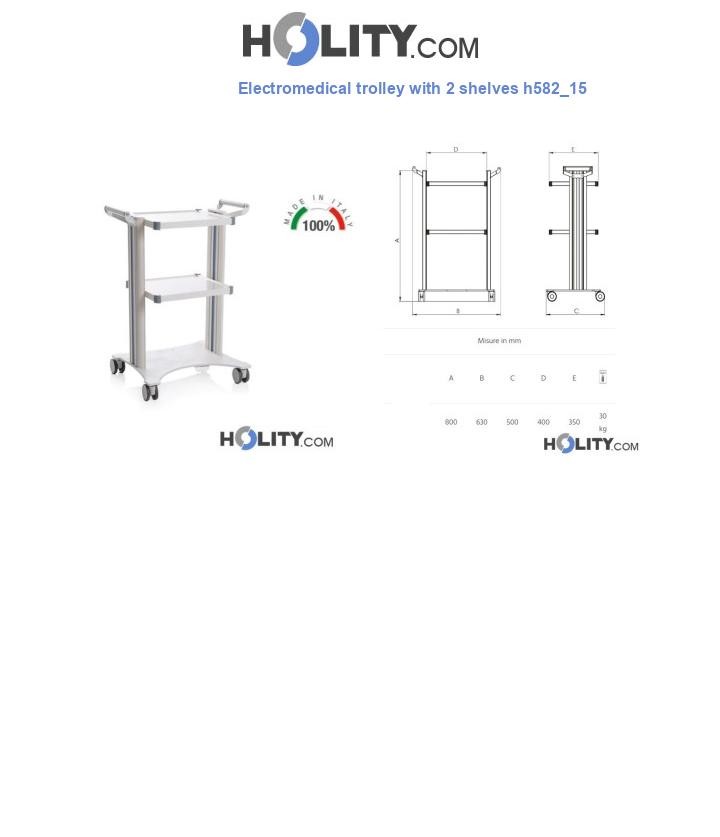 Electromedical trolley with 2 shelves h582_15