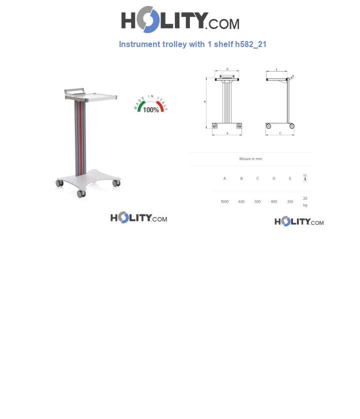 Instrument trolley with 1 shelf h582_21