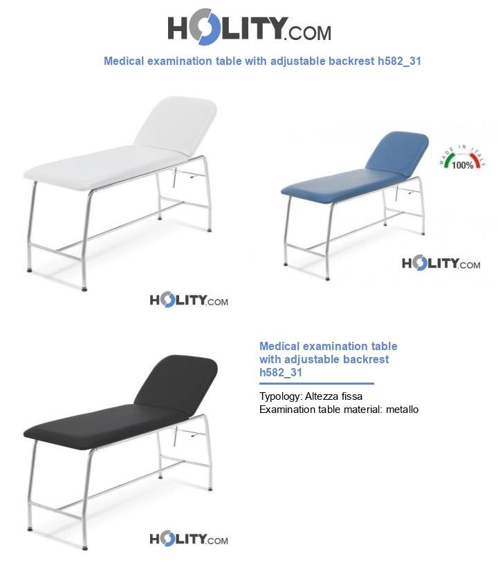 Medical examination table with adjustable backrest h582_31