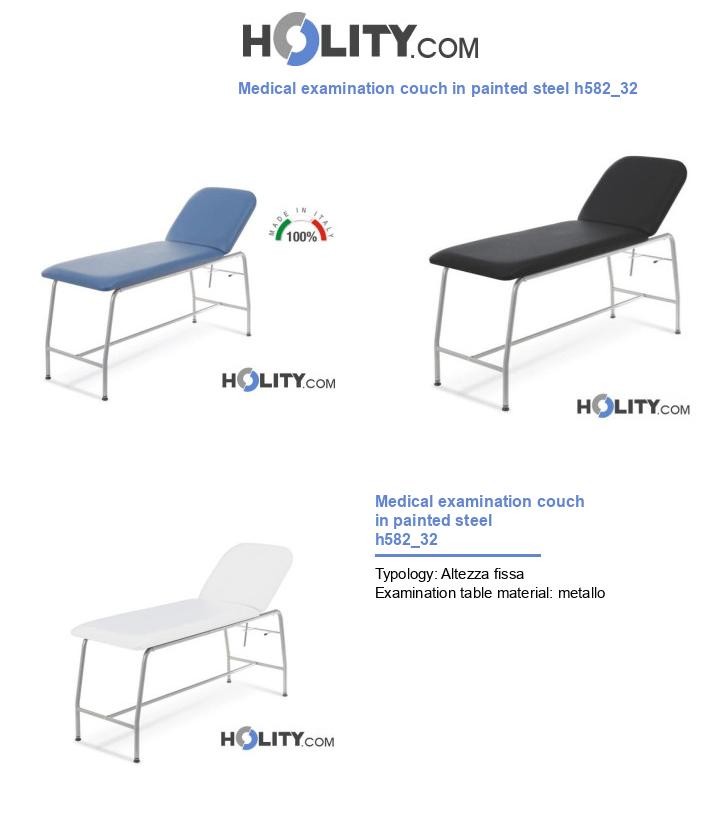 Medical examination couch in painted steel h582_32
