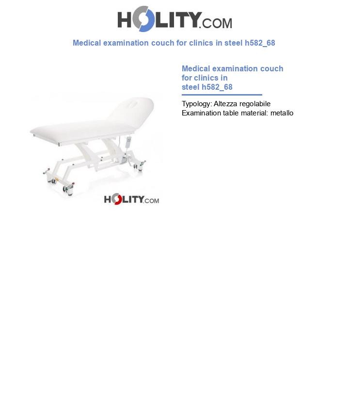 Medical examination couch for clinics in steel h582_68