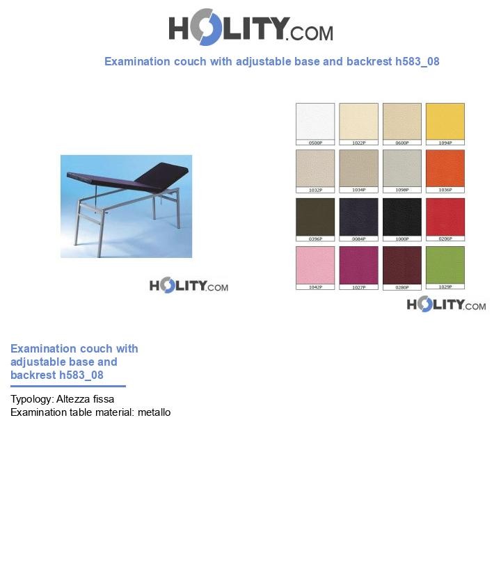 Examination couch with adjustable base and backrest h583_08