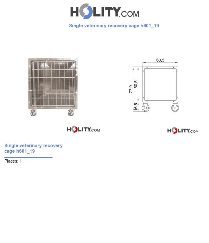 Single veterinary recovery cage h601_19