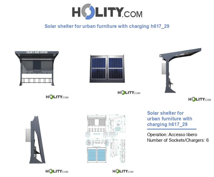 Solar shelter for urban furniture with charging h617_29