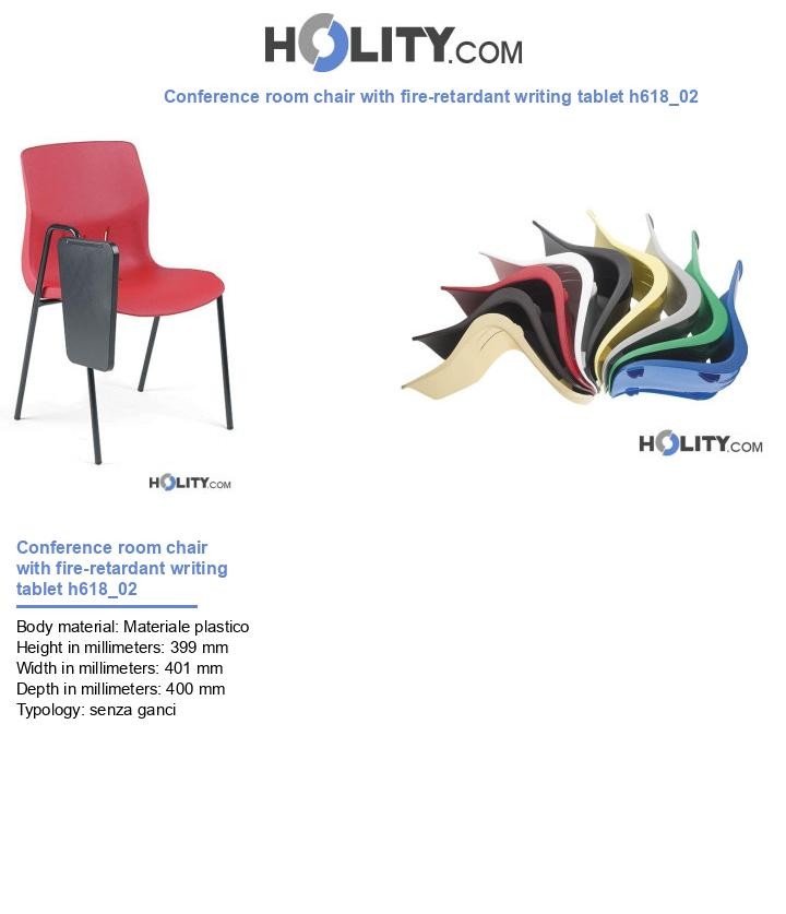 Conference room chair with fire-retardant writing tablet h618_02