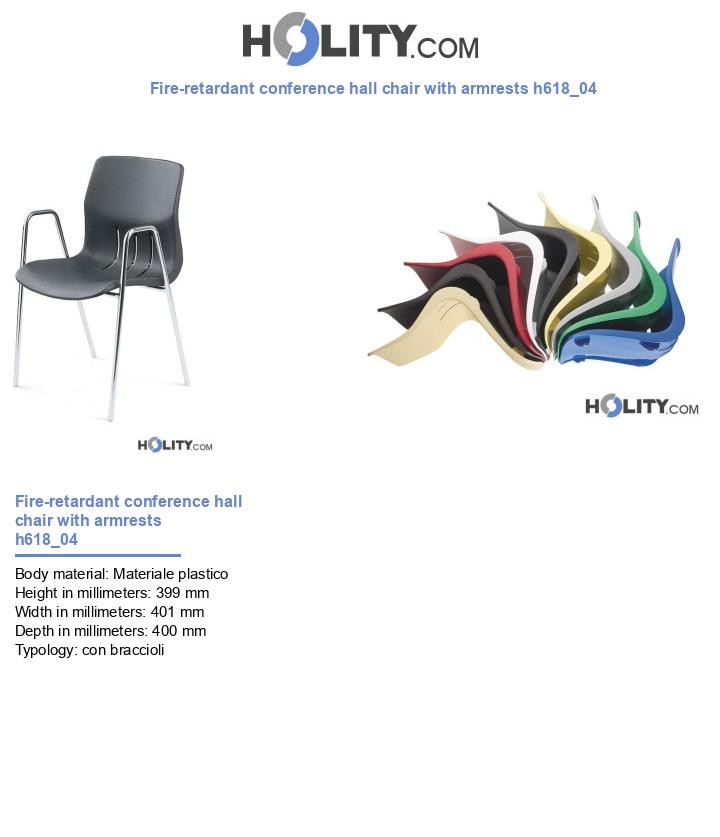 Fire-retardant conference hall chair with armrests h618_04