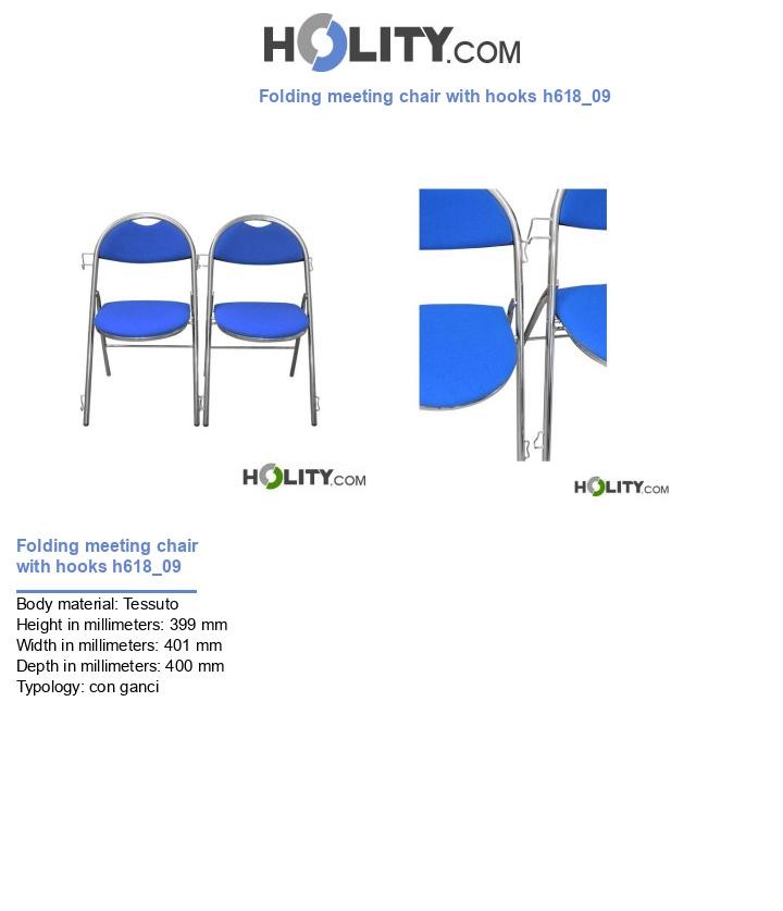 Folding meeting chair with hooks h618_09