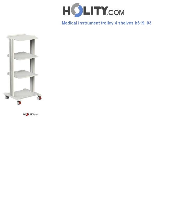 Medical instrument trolley 4 shelves h619_03