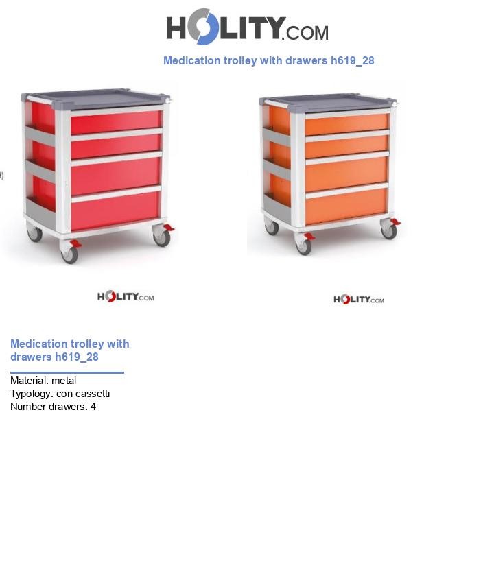 Medication trolley with drawers h619_28