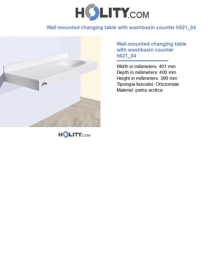 Wall-mounted changing table with washbasin counter h621_04