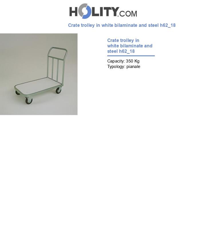 Crate trolley in white bilaminate and steel h62_18