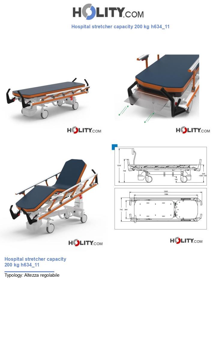Hospital stretcher capacity 200 kg h634_11