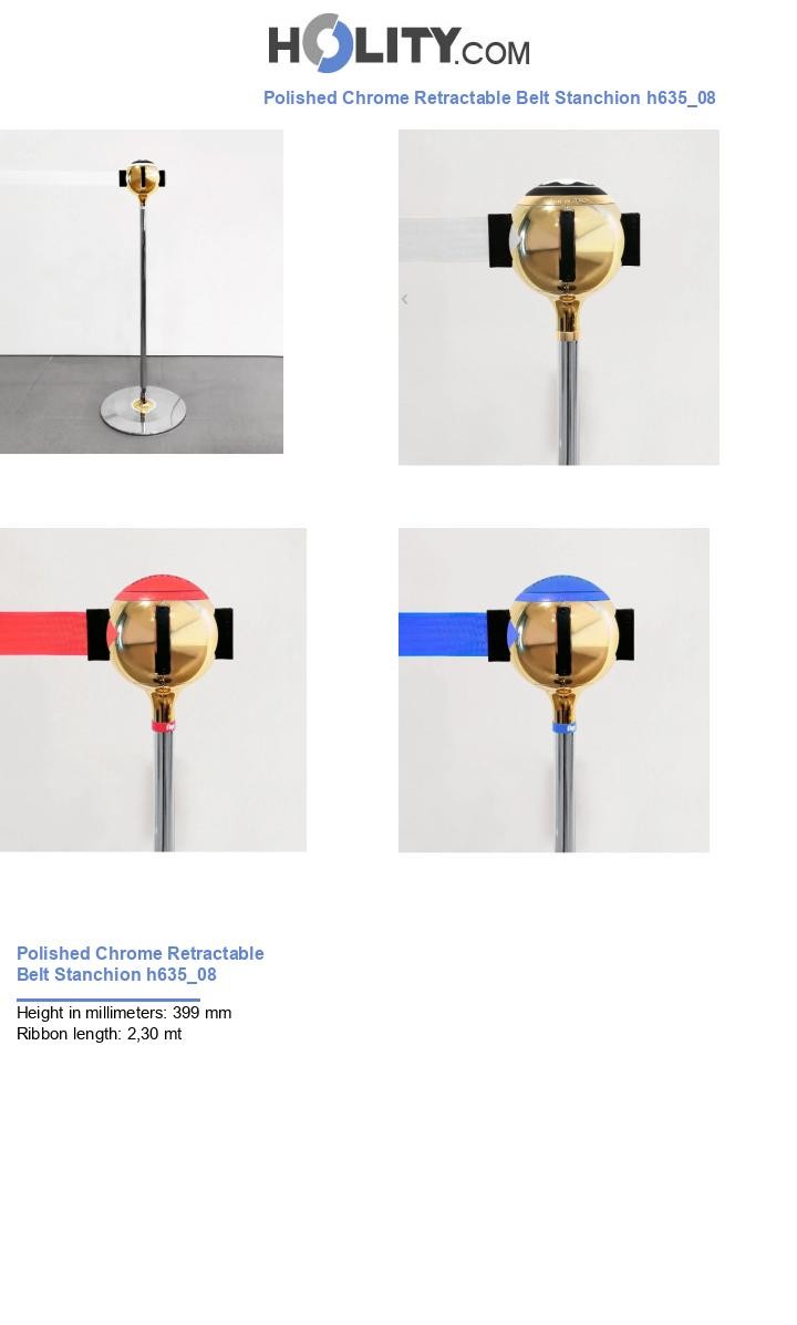 Polished Chrome Retractable Belt Stanchion h635_08