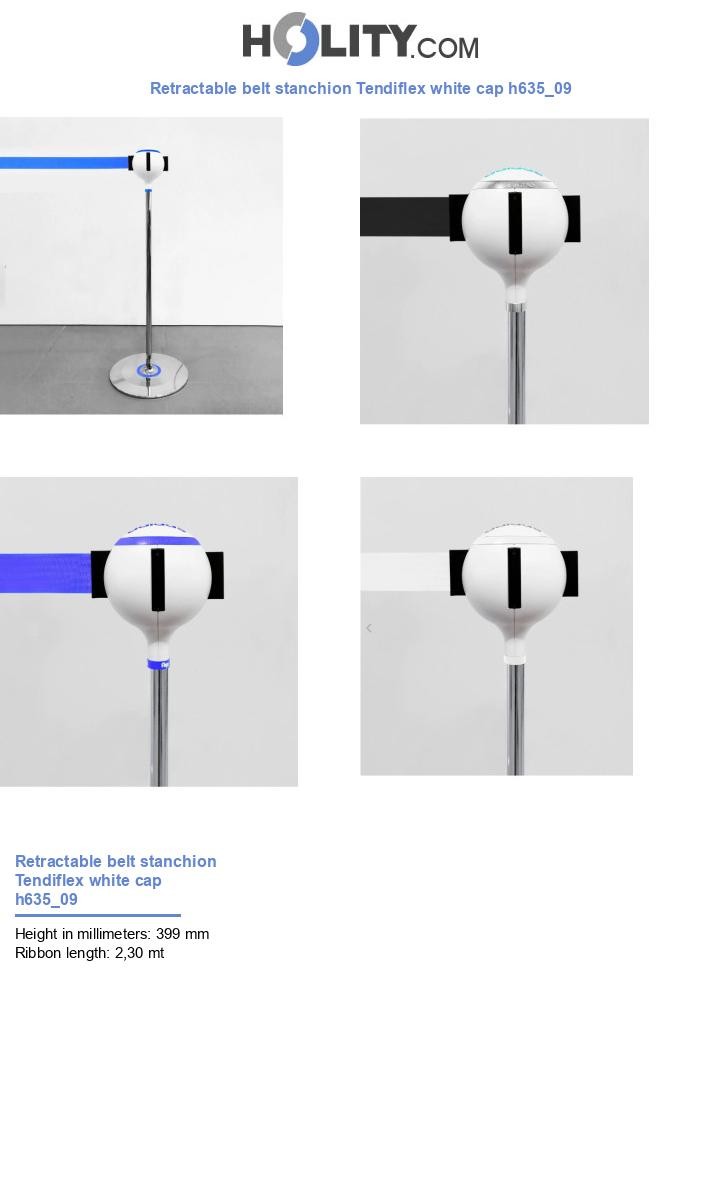 Retractable belt stanchion Tendiflex white cap h635_09