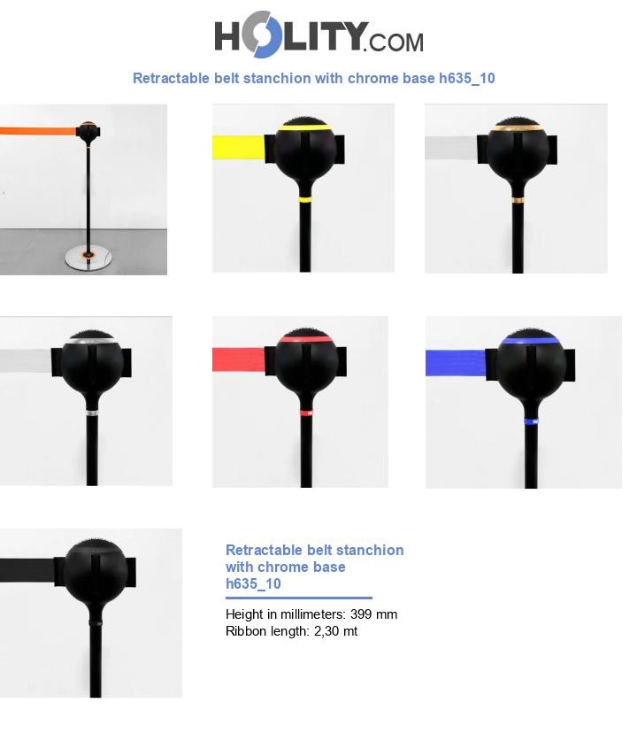 Retractable belt stanchion with chrome base h635_10