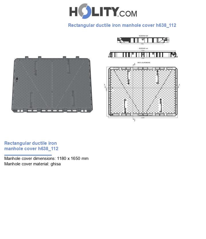 Rectangular ductile iron manhole cover h638_112