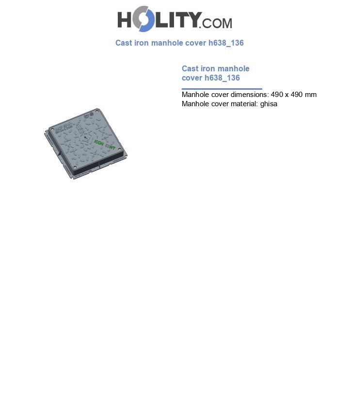 Cast iron manhole cover h638_136