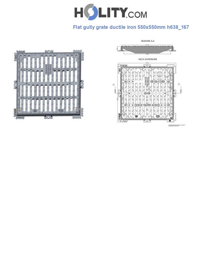 Flat gully grate ductile iron 550x550mm h638_167