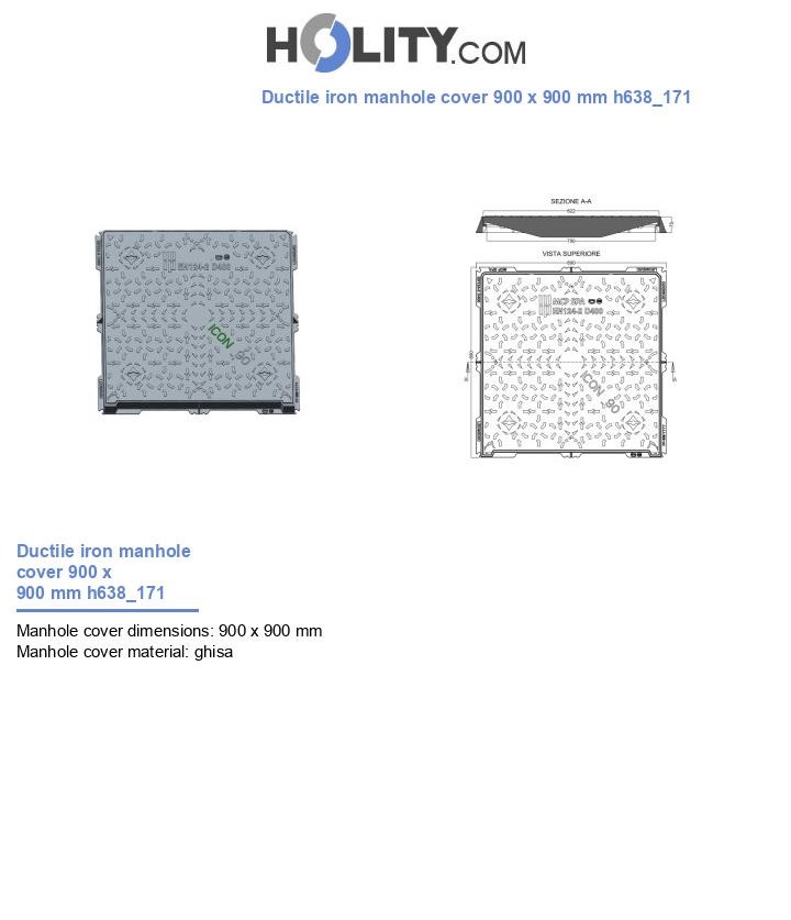 Ductile iron manhole cover 900 x 900 mm h638_171