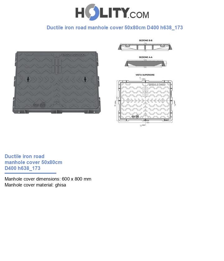 Ductile iron road manhole cover 50x80cm D400 h638_173