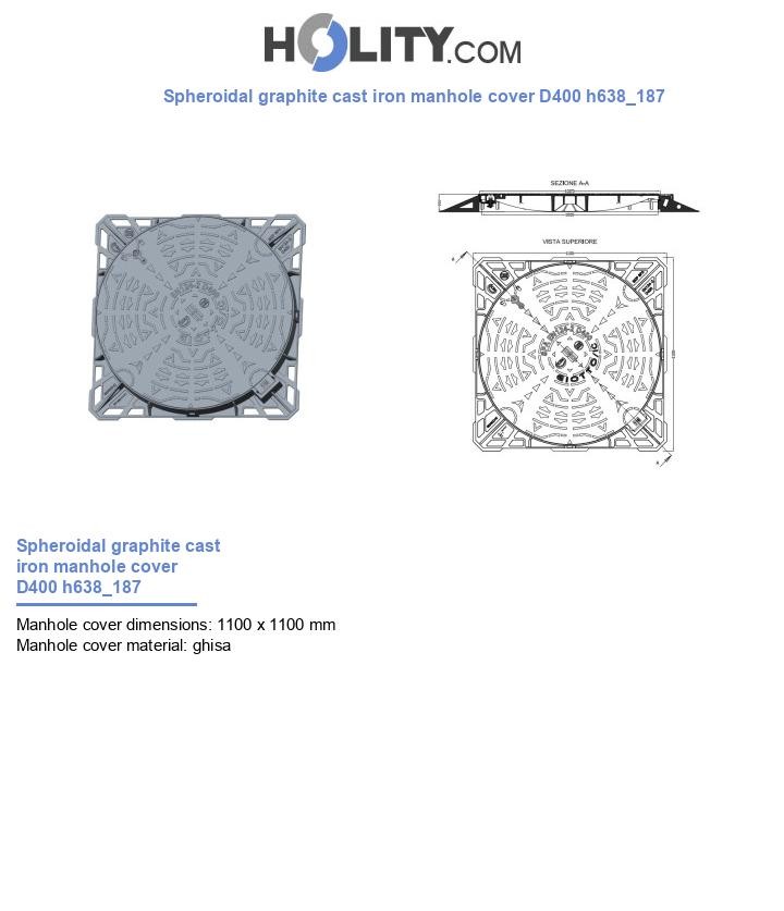 Spheroidal graphite cast iron manhole cover D400 h638_187