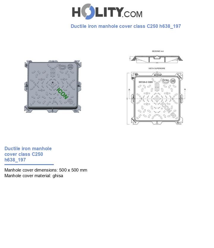 Ductile iron manhole cover class C250 h638_197