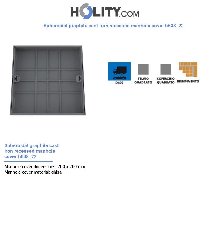 Spheroidal graphite cast iron recessed manhole cover h638_22