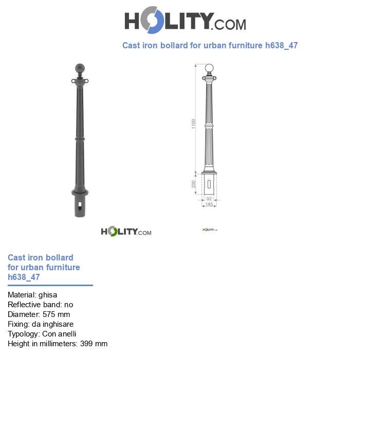 Cast iron bollard for urban furniture h638_47