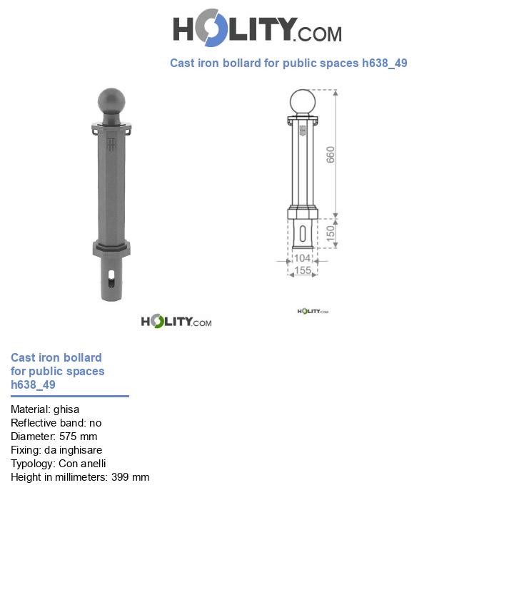 Cast iron bollard for public spaces h638_49