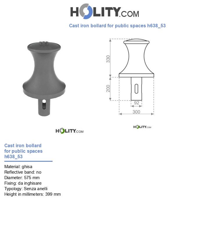 Cast iron bollard for public spaces h638_53