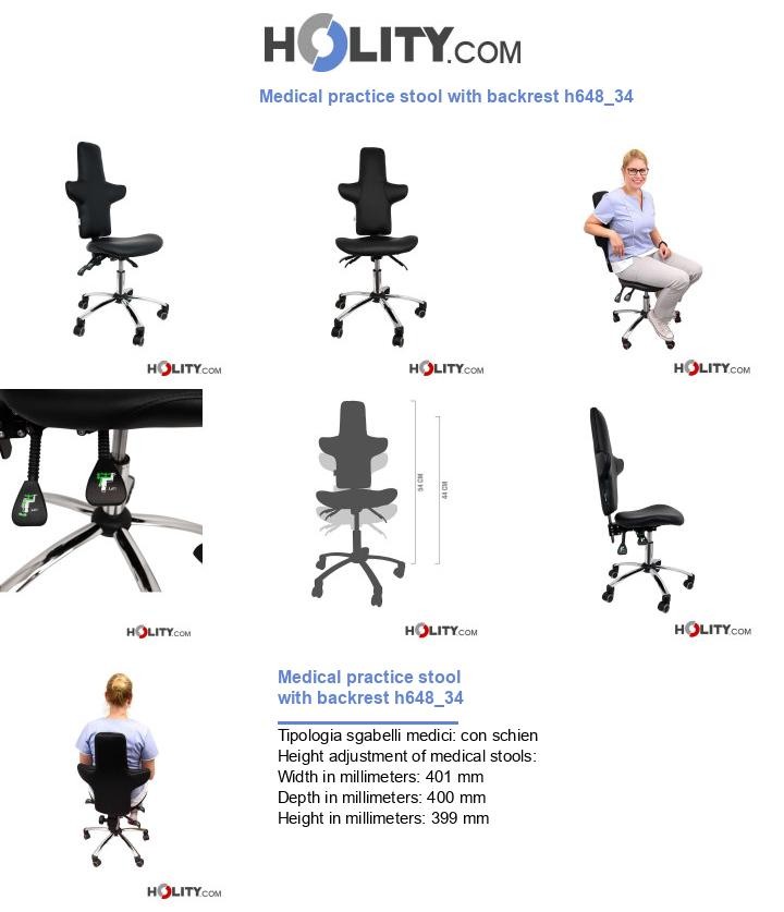 Medical practice stool with backrest h648_34