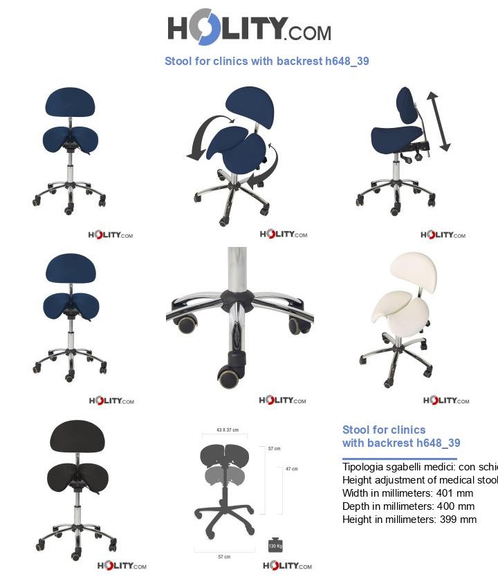Stool for clinics with backrest h648_39