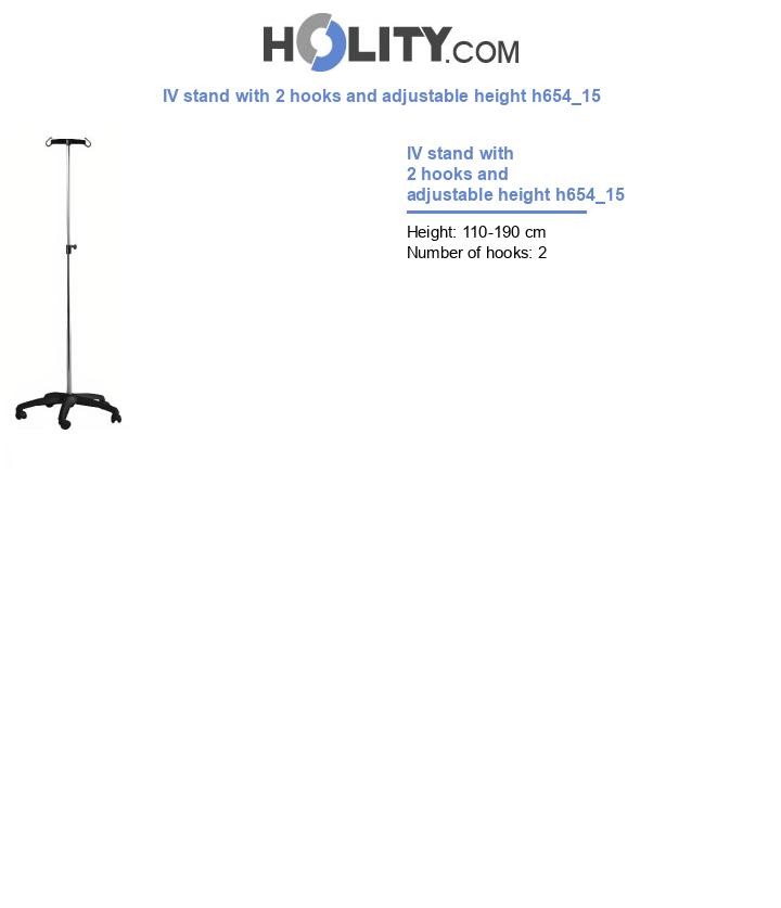 IV stand with 2 hooks and adjustable height h654_15