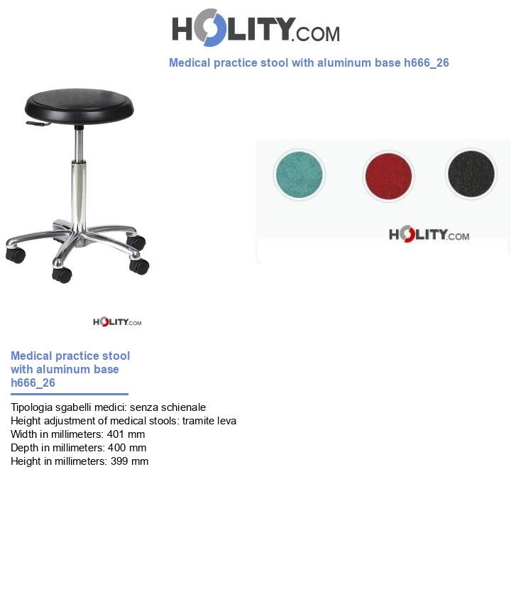 Medical practice stool with aluminum base h666_26