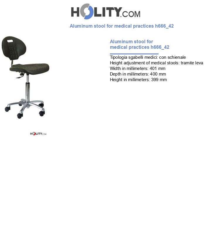 Aluminum stool for medical practices h666_42