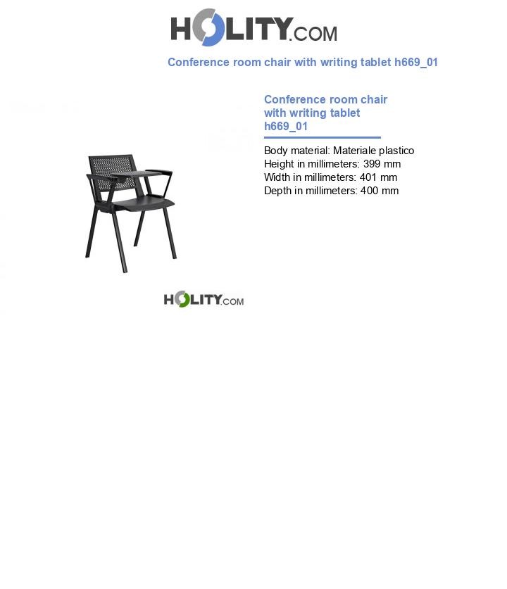 Conference room chair with writing tablet h669_01