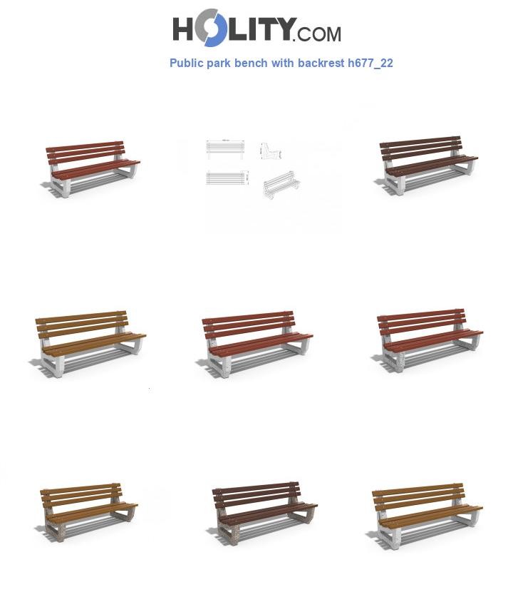 Public park bench with backrest h677_22