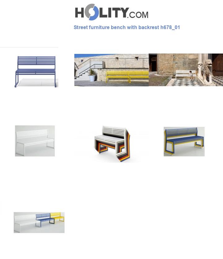 Street furniture bench with backrest h678_01