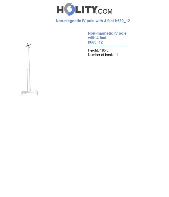 Non-magnetic IV pole with 4 feet h680_12