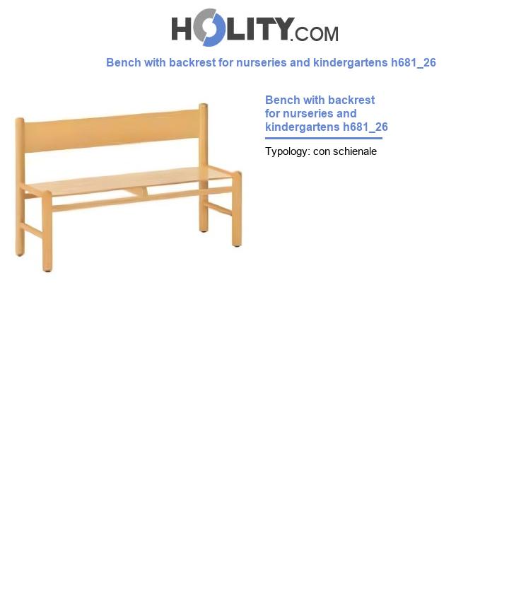 Bench with backrest for nurseries and kindergartens h681_26