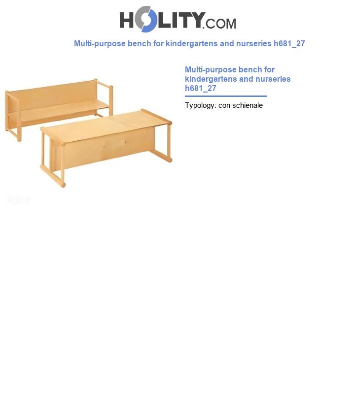 Multi-purpose bench for kindergartens and nurseries h681_27