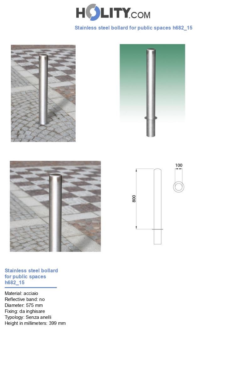 Stainless steel bollard for public spaces h682_15