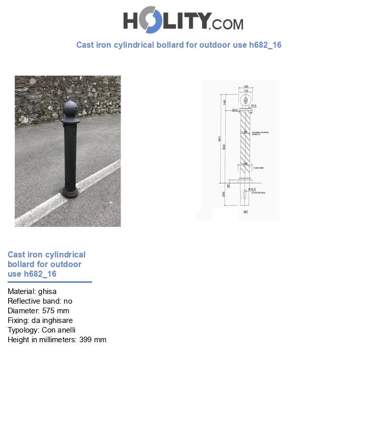 Cast iron cylindrical bollard for outdoor use h682_16