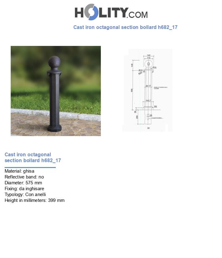Cast iron octagonal section bollard h682_17