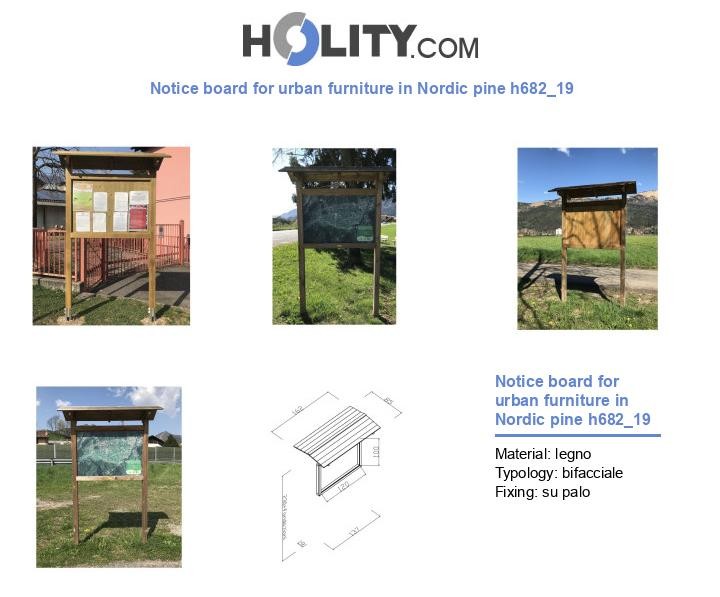 Notice board for urban furniture in Nordic pine h682_19