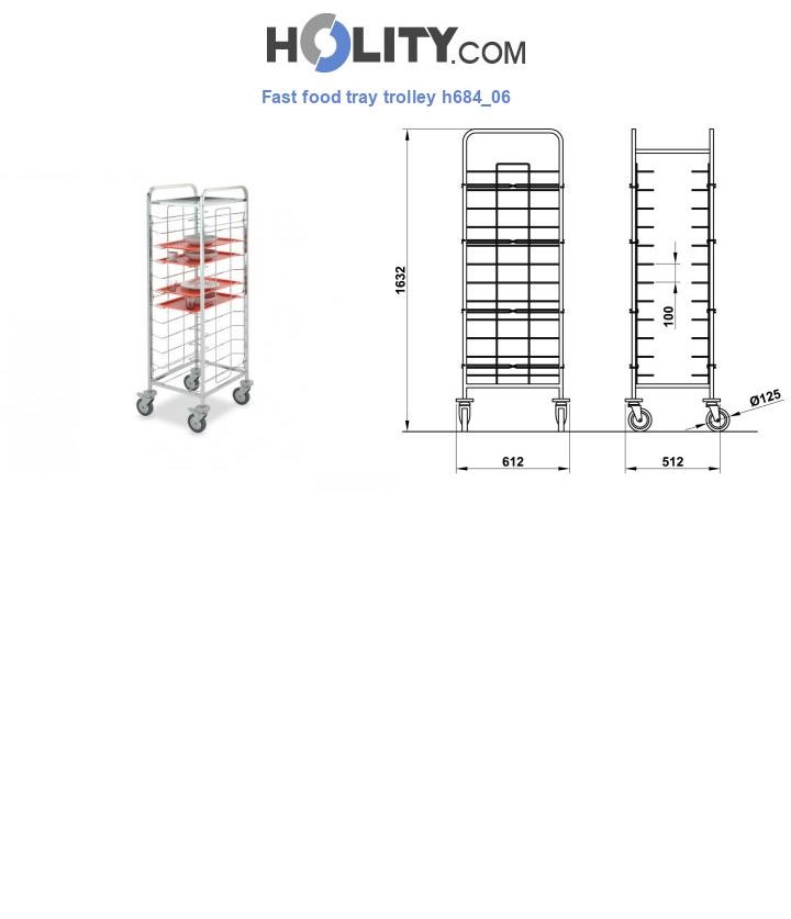 Fast food tray trolley h684_06