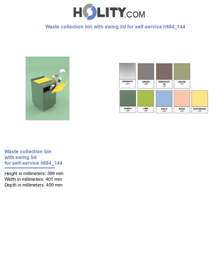 Waste collection bin with swing lid for self-service h684_144
