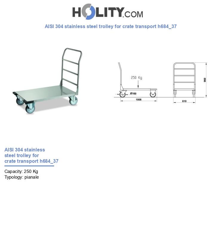 AISI 304 stainless steel trolley for crate transport h684_37